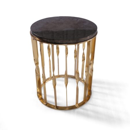 Golden Pyrite Stone Luxe Side Table